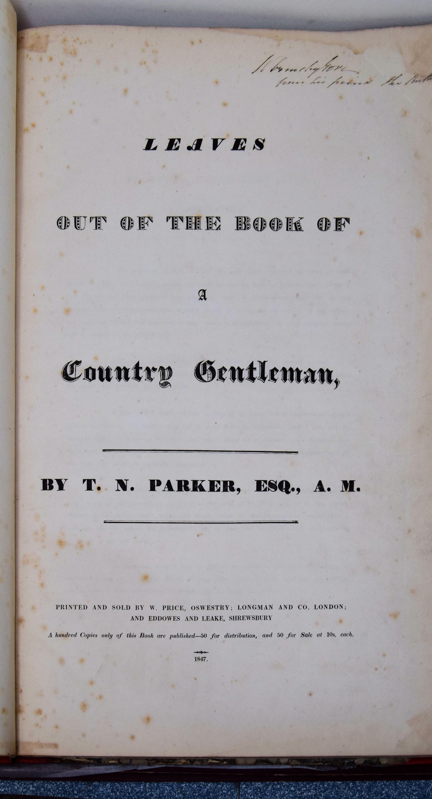 LEAVES OUT OF THE BOOK OF A COUNTRY GENTLEMAN,.