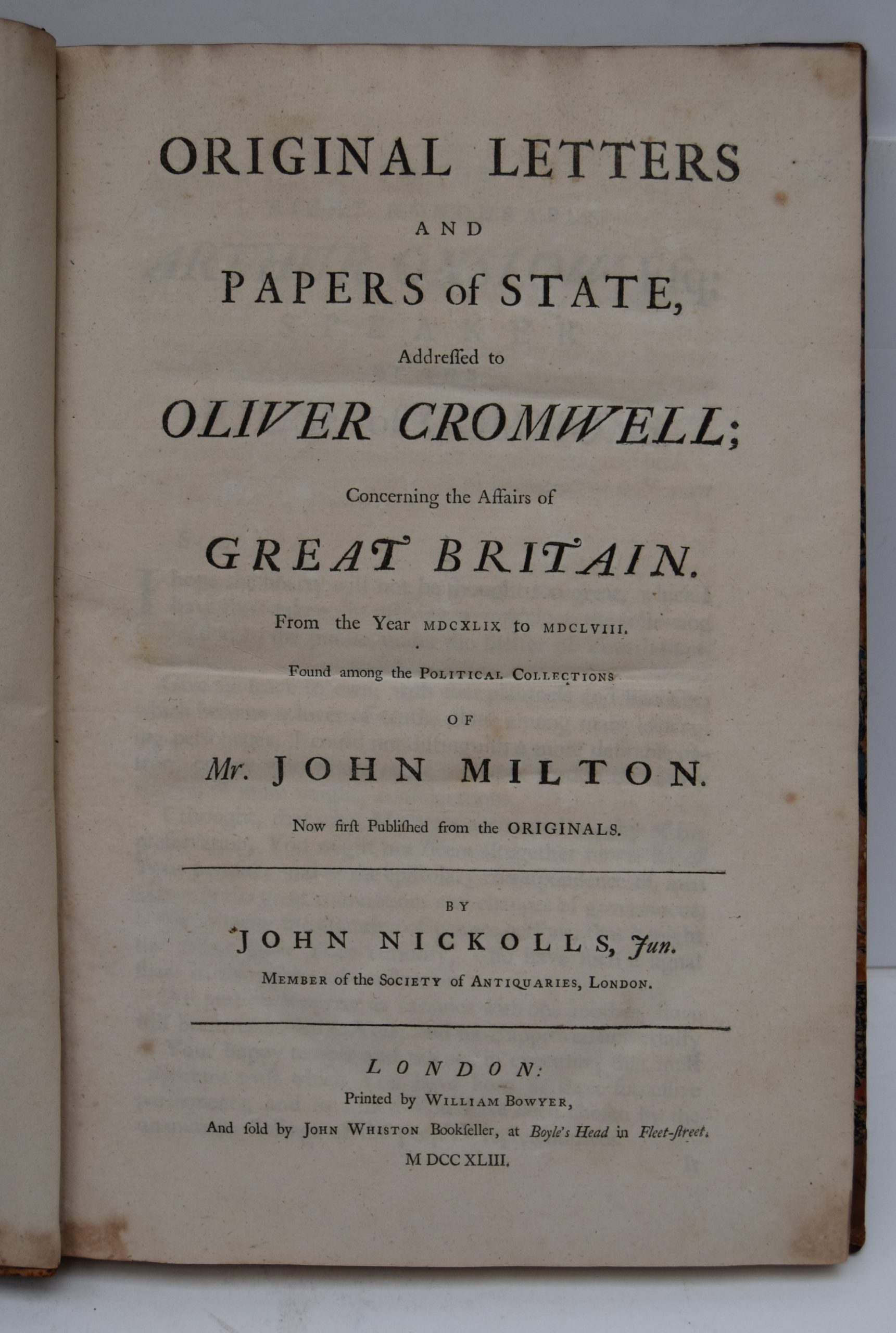 ORIGINAL LETTERS AND PAPERS OF STATE ADDRESSED TO OLIVER CROMWELL; CONCERNING THE AFFAIRS OF GREAT BRITAIN.. - Image 2